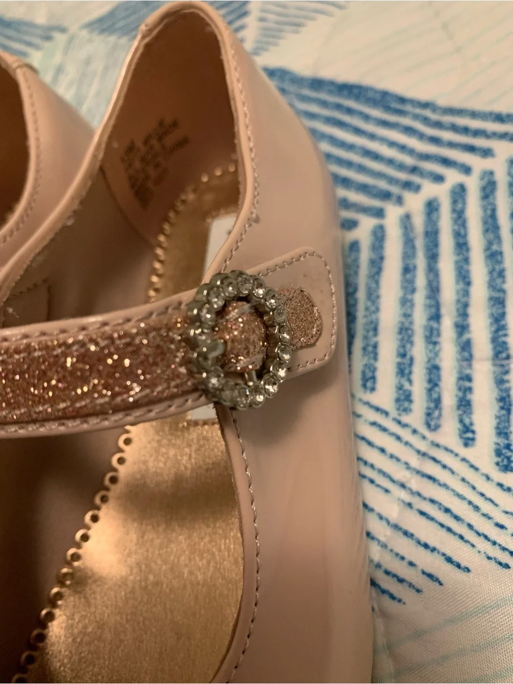 Rachel Pink Patent Mary Jane with Glitter Jewel Strap